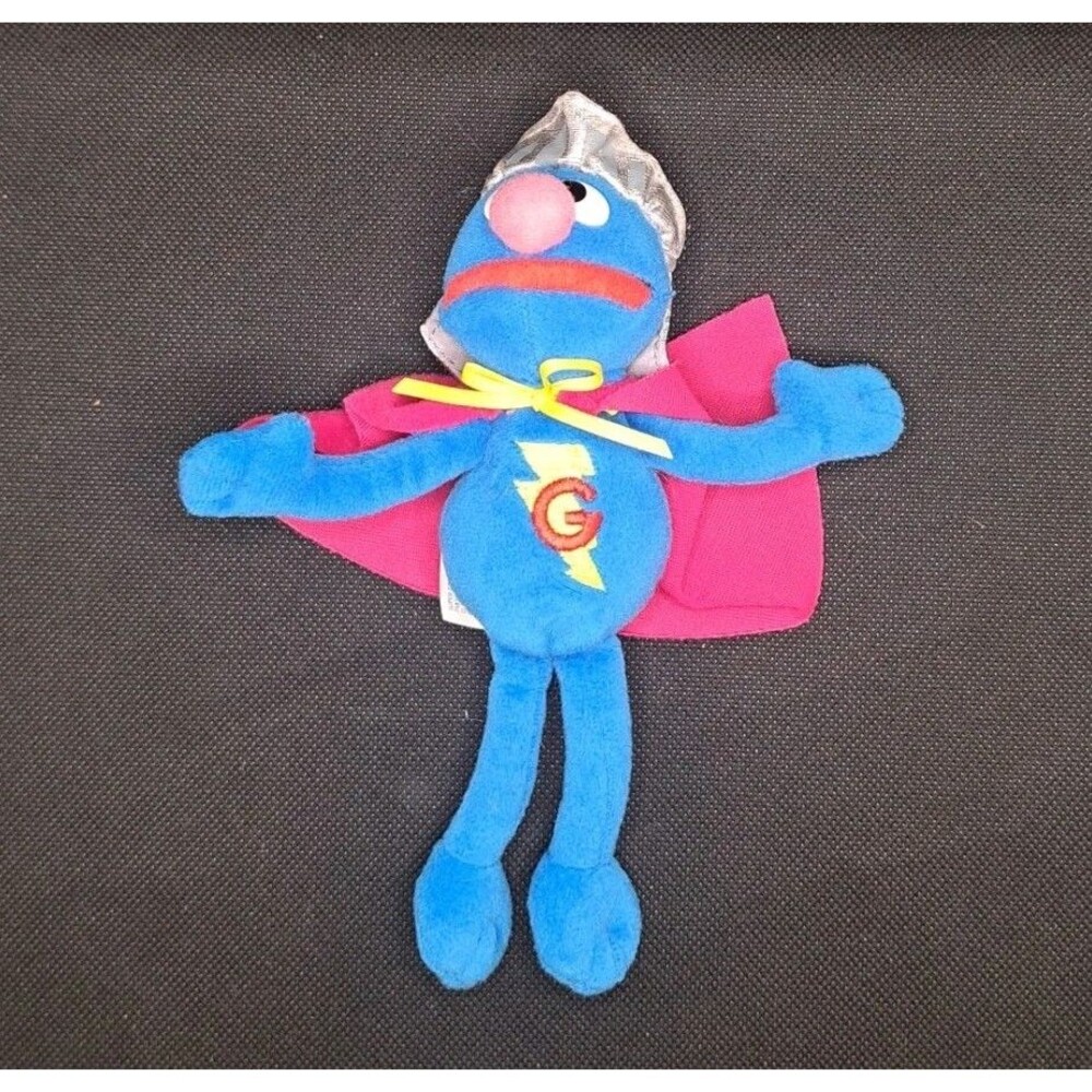 Sesame Street Super Grover Plush Figure Gund 2004 Mini Cape Stuffed Stuffed Toy